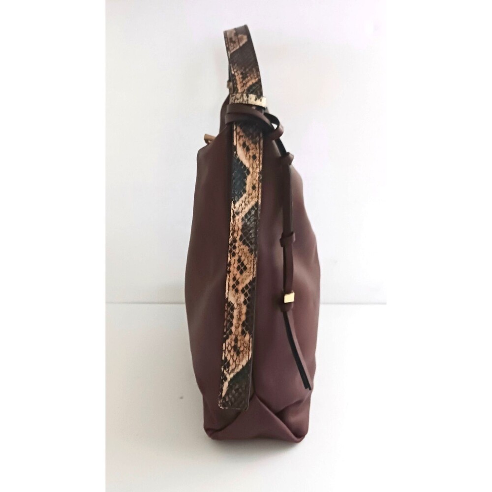 VC Vince Camuto Corin Lg Hobo Bag Bordeaux Brown Leather Snake Print Top Strap - Picture 6 of 14